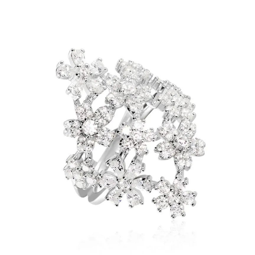 Bague Midnight Flower Argent Blanc Oxyde De Zirconium-Histoire d'Or Discount