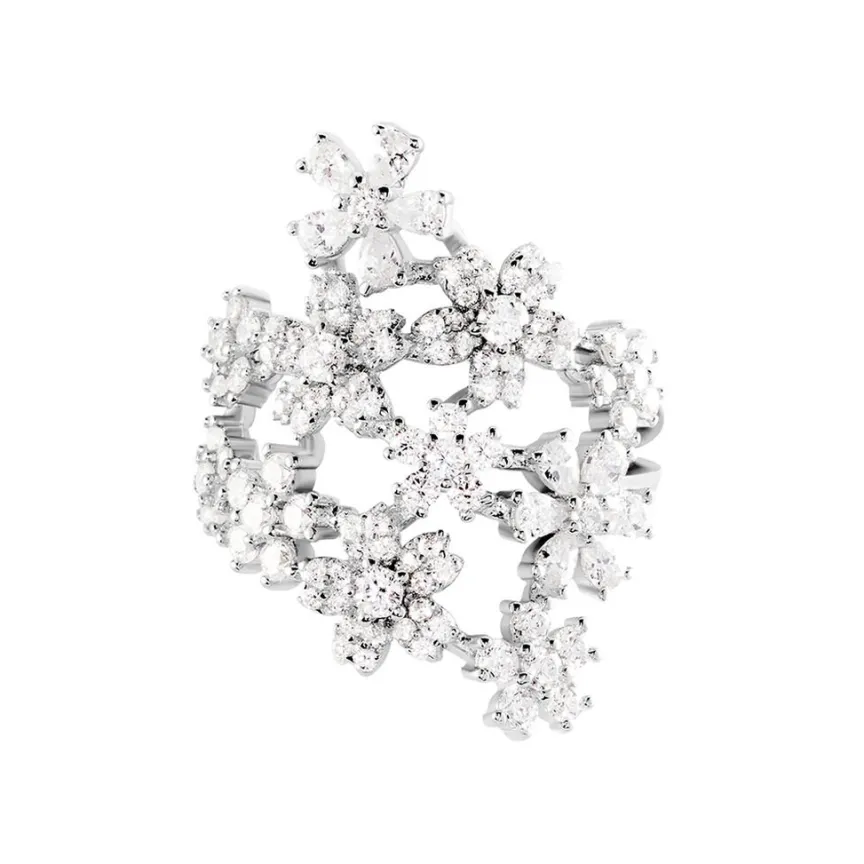 Bague Midnight Flower Argent Blanc Oxyde De Zirconium-Histoire d'Or Discount