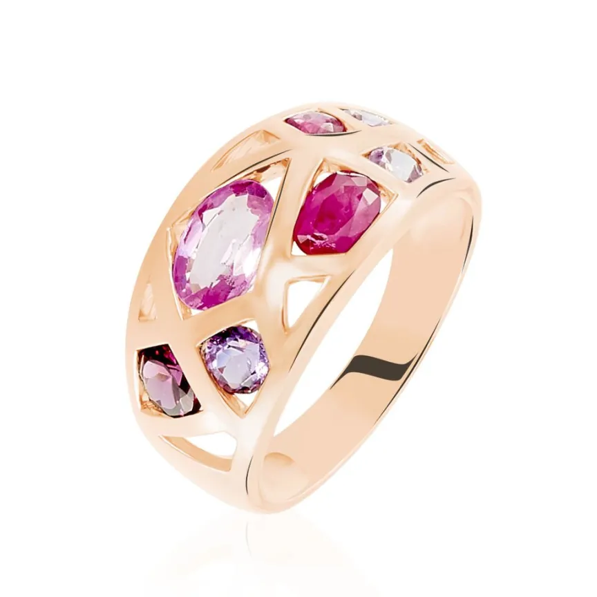 Bague Mosaique Or Rose Amethyste Et Rhodolite Et Saphir-Histoire d'Or Sale