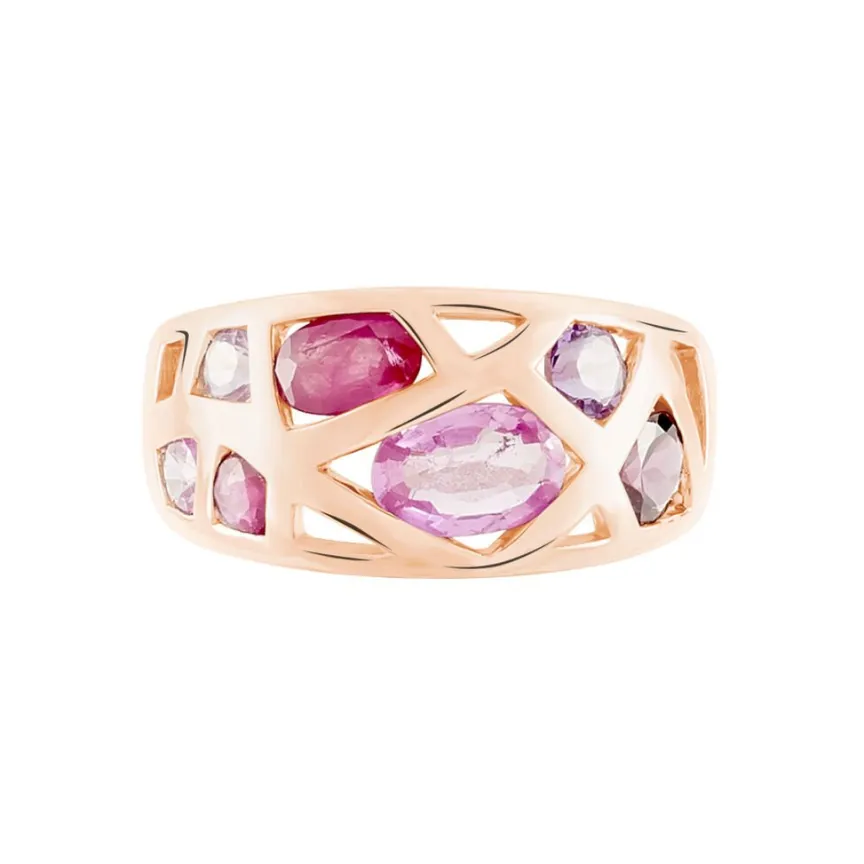 Bague Mosaique Or Rose Amethyste Et Rhodolite Et Saphir-Histoire d'Or Sale