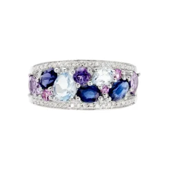 Bague Multicolore Or Blanc Topaze Et Amethyste Et Saphir-Histoire d'Or Online