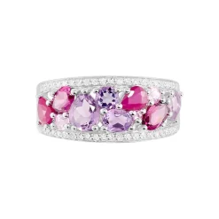 Histoire d'Or Bague Multicolore Or Blanc Amethyste Et Saphir Et Rhodolite