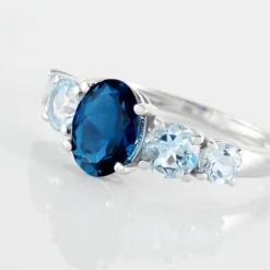 Bague Muna Or Blanc Topaze Bleu London Topaze Topaze-Histoire d'Or Clearance