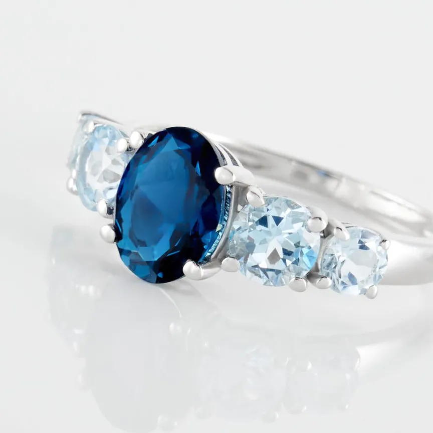 Bague Muna Or Blanc Topaze Bleu London Topaze Topaze-Histoire d'Or Clearance