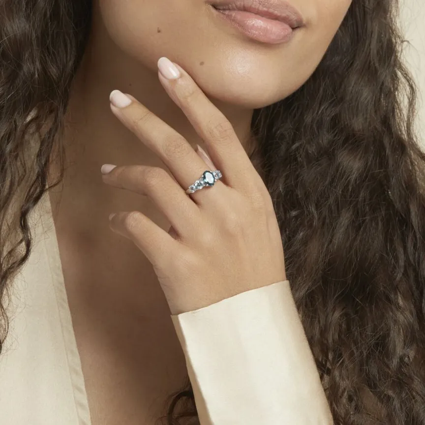 Bague Muna Or Blanc Topaze Bleu London Topaze Topaze-Histoire d'Or Clearance