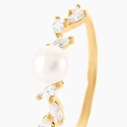 Bague Nacrée Or Jaune Perle De Culture Oxyde De Zirconium-Histoire d'Or New