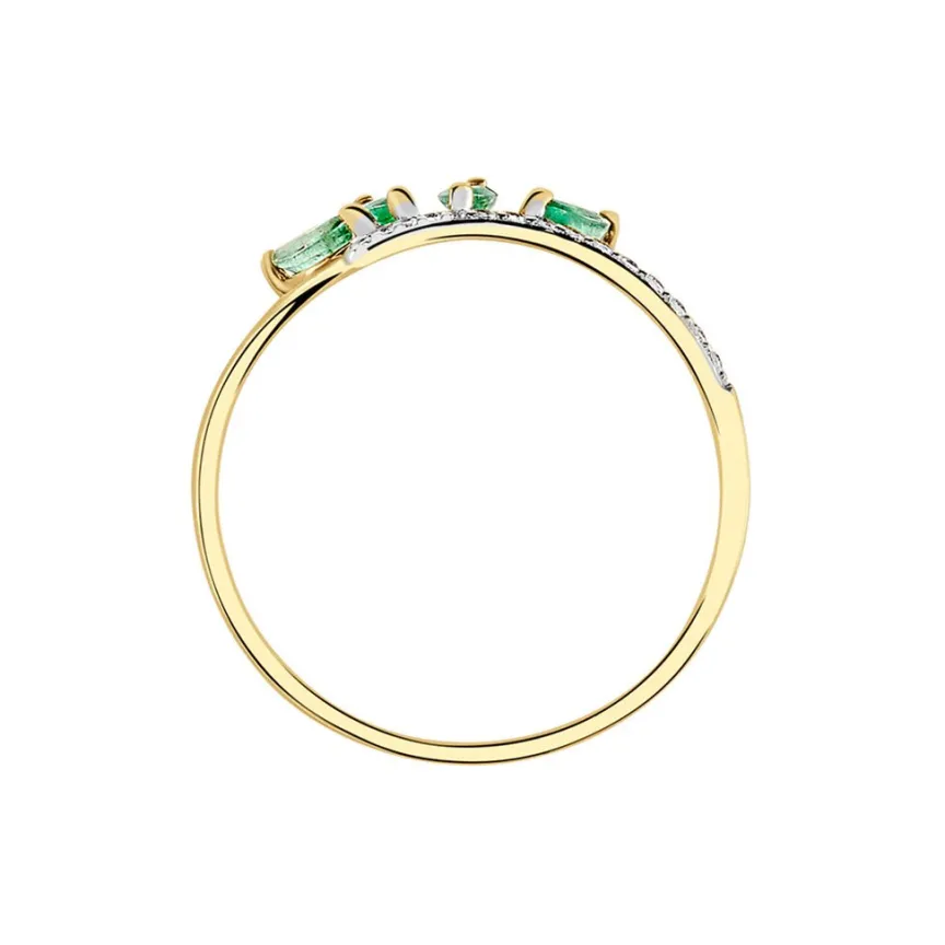 Bague Navette Or Jaune Emeraude Diamant-Histoire d'Or Clearance