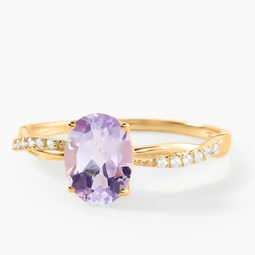 Bague Niklaus Or Jaune Améthyste Oxyde De Zirconium-Histoire d'Or