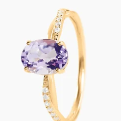 Bague Niklaus Or Jaune Améthyste Oxyde De Zirconium-Histoire d'Or