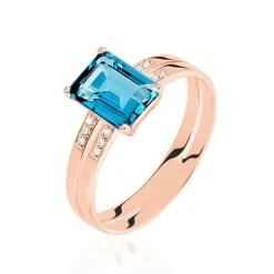 Bague Noee Or Rose Topaze Et Oxyde De Zirconium-Histoire d'Or Sale