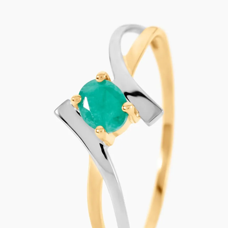 Bague Or Bicolore Rosmunda Emeraude-Histoire d'Or Hot