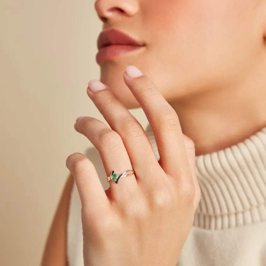 Bague Or Bicolore Rosmunda Emeraude-Histoire d'Or Hot