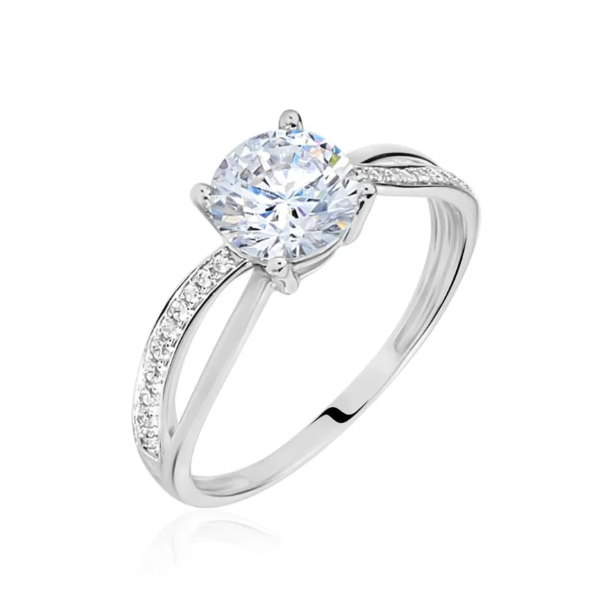 Bague Or Blanc Ofelie Solitaire Oxyde-Histoire d'Or Discount