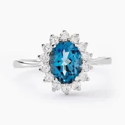Bague Or Blanc Quintilla Topaze London Blue Et Oxydes-Histoire d'Or Outlet
