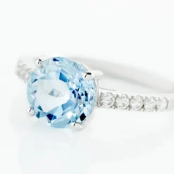 Histoire d'Or Bague Or Blanc Terese Topaze Oxydes De Zirconium