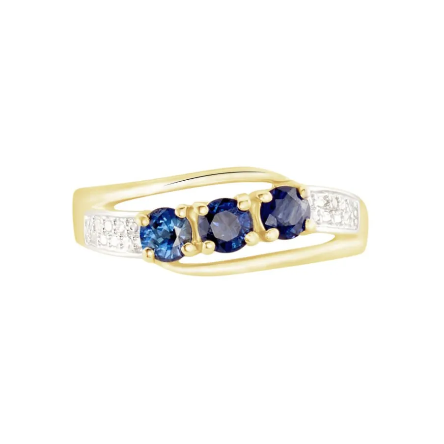 Histoire d'Or Bague Or Jaune Abelard Saphirs Diamants