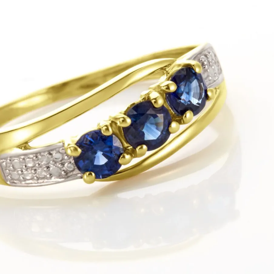 Histoire d'Or Bague Or Jaune Abelard Saphirs Diamants