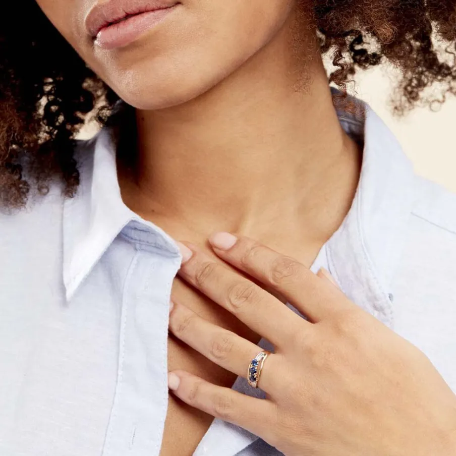 Histoire d'Or Bague Or Jaune Abelard Saphirs Diamants