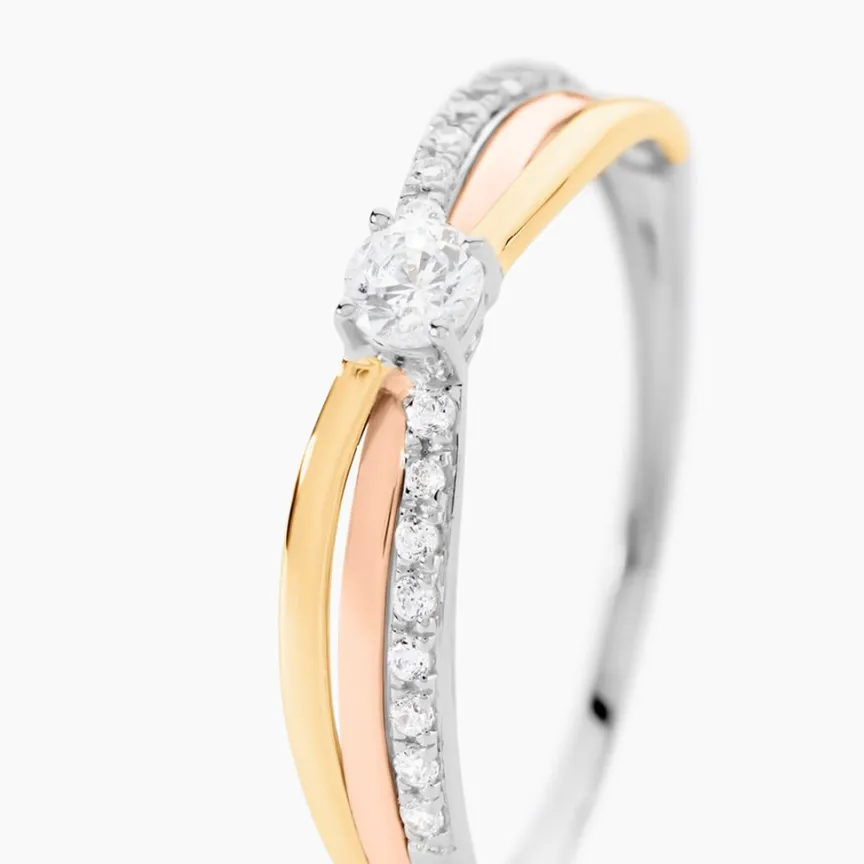 Bague Or Tricolore Peregrine Oxyde De Zirconium-Histoire d'Or