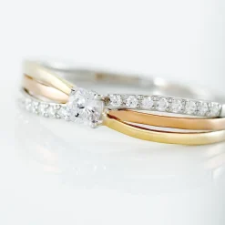 Bague Or Tricolore Peregrine Oxyde De Zirconium-Histoire d'Or