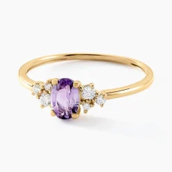 Histoire d'Or Bague Pansy Or Jaune Améthyste Oxyde De Zirconium