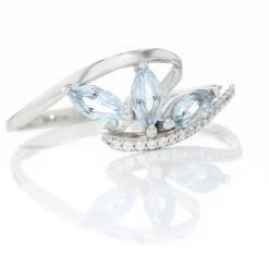 Histoire d'Or Bague Petale Or Blanc Topaze Et Oxyde De Zirconium