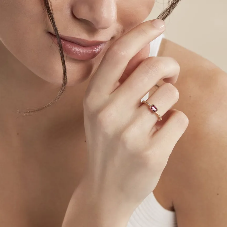 Bague Plaqué Or Jaune Calvina Pierre Synthétique-Histoire d'Or New