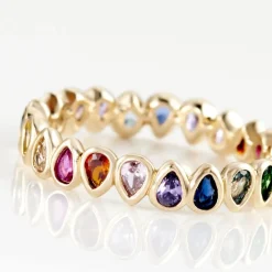 Bague Plaqué Or Jaune Ethem Anneau Pierres Multicolores-Histoire d'Or Best