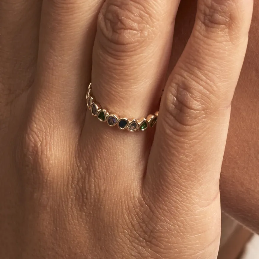 Bague Plaqué Or Jaune Ethem Anneau Pierres Multicolores-Histoire d'Or Best