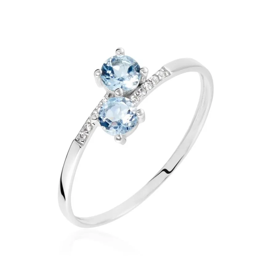 Bague Pollie Or Blanc Topaze Bleu Sky Oxyde De Zirconium-Histoire d'Or Discount