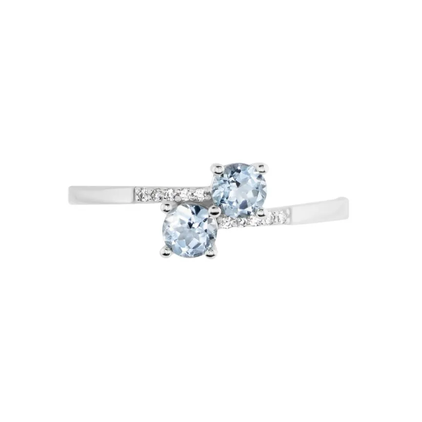 Bague Pollie Or Blanc Topaze Bleu Sky Oxyde De Zirconium-Histoire d'Or Discount