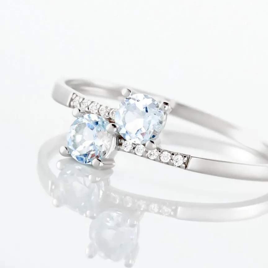 Bague Pollie Or Blanc Topaze Bleu Sky Oxyde De Zirconium-Histoire d'Or Discount