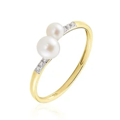 Bague Primo Or Jaune Perle De Culture Et Oxyde De Zirconium-Histoire d'Or Sale
