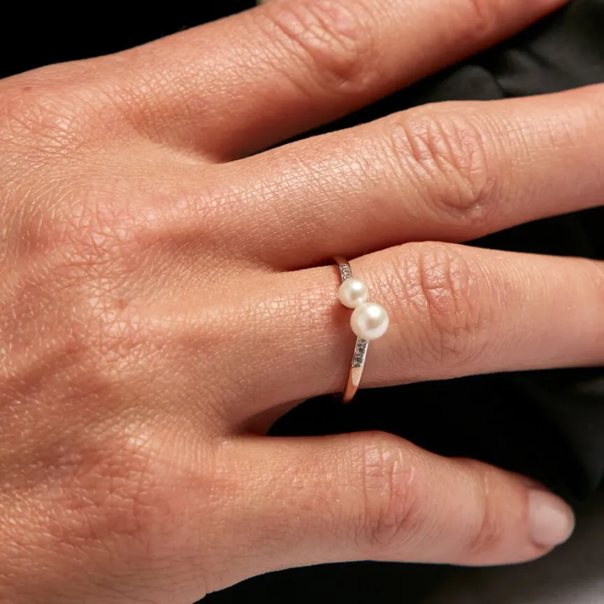 Bague Primo Or Jaune Perle De Culture Et Oxyde De Zirconium-Histoire d'Or Sale