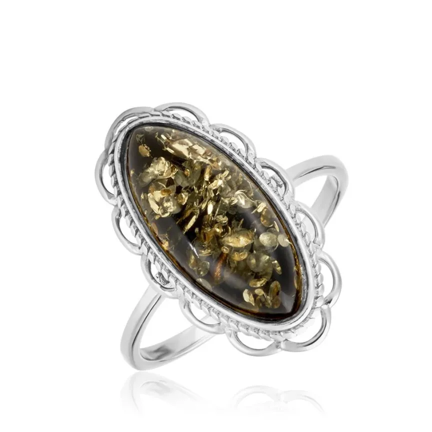 Bague Reetta Argent Blanc Ambre-Histoire d'Or Outlet