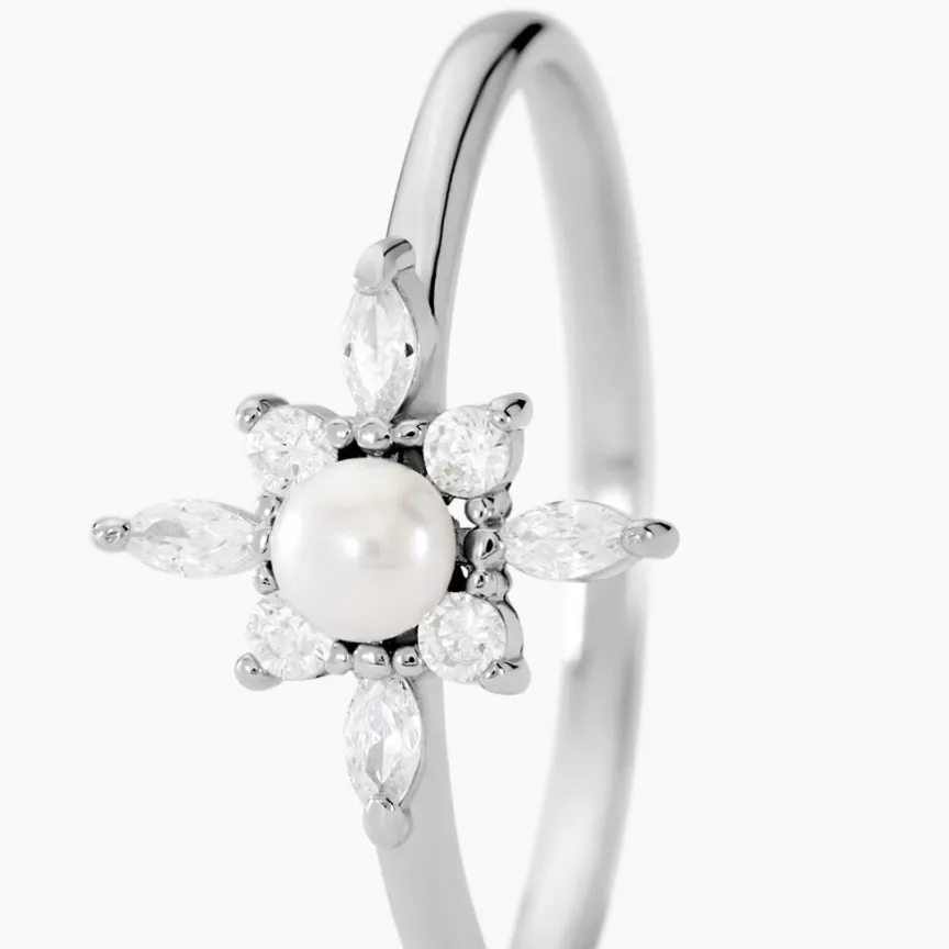 Bague Rhoda Argent Blanc Perle De Culture Oxyde De Zirconium-Histoire d'Or
