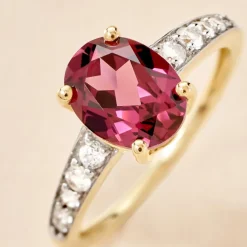 Histoire d'Or Bague Rhodolite Fever Or Jaune Rhodolite Oxyde De Zirconium