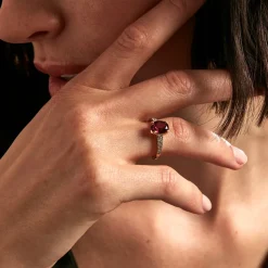 Histoire d'Or Bague Rhodolite Fever Or Jaune Rhodolite Oxyde De Zirconium