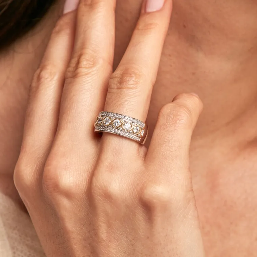 Bague Rome Argent Bicolore Oxyde De Zirconium-Histoire d'Or Hot