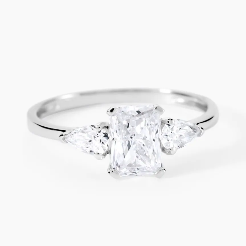 Bague Saelle Or Blanc Oxyde De Zirconium-Histoire d'Or