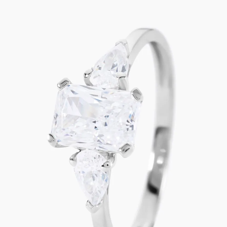 Bague Saelle Or Blanc Oxyde De Zirconium-Histoire d'Or