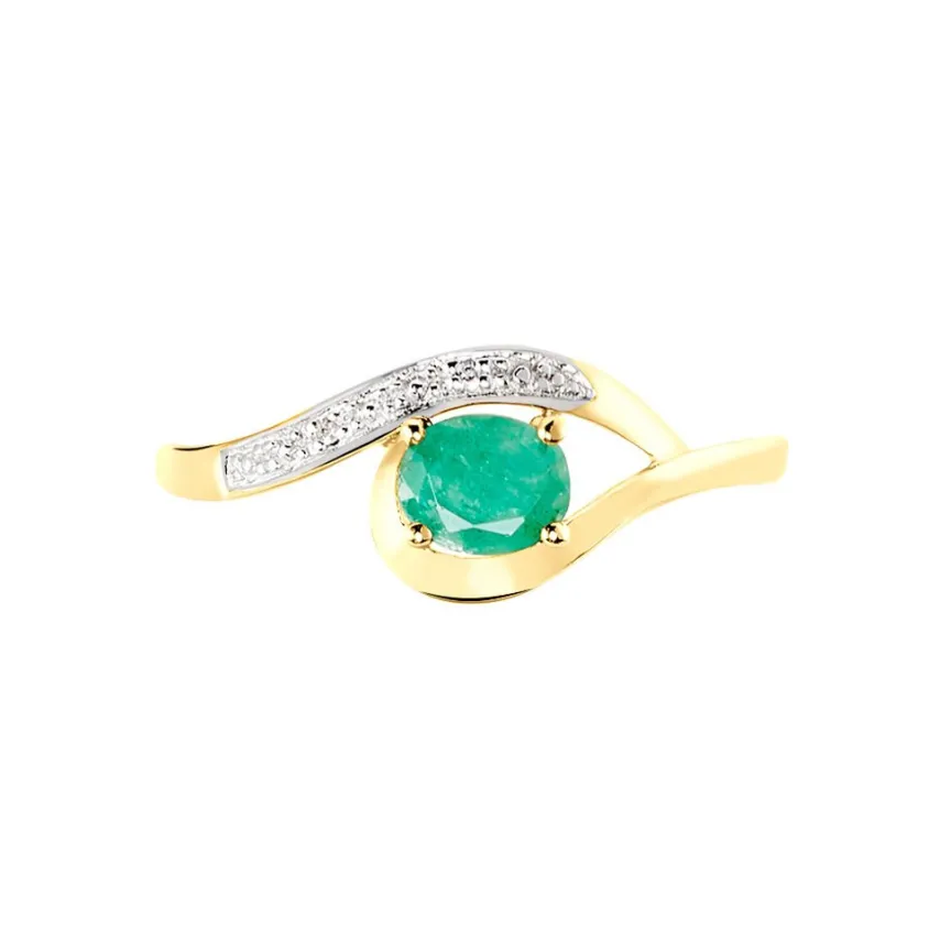 Bague Sagesse Or Jaune Emeraude Et Diamant-Histoire d'Or Clearance