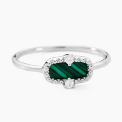 Bague Serafine Argent Blanc Malachite Oxyde De Zirconium-Histoire d'Or Clearance
