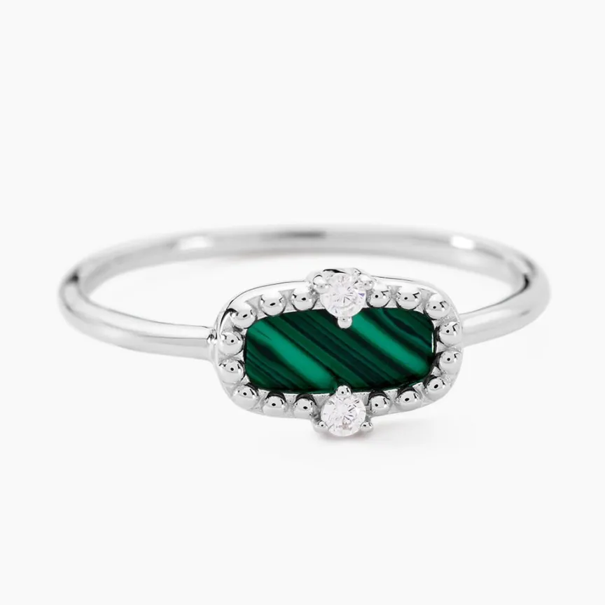 Bague Serafine Argent Blanc Malachite Oxyde De Zirconium-Histoire d'Or Clearance