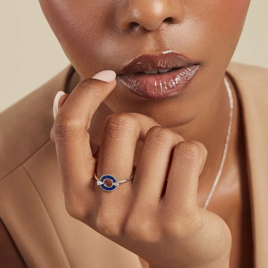 Bague Serafine Argent Blanc Lapis Lazuli Oxyde De Zirconium-Histoire d'Or Hot