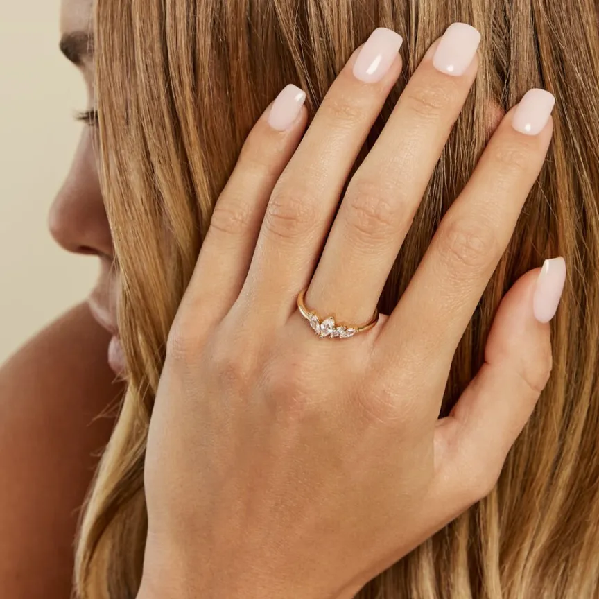 Bague Siona Plaque Or Jaune Oxyde De Zirconium-Histoire d'Or Online