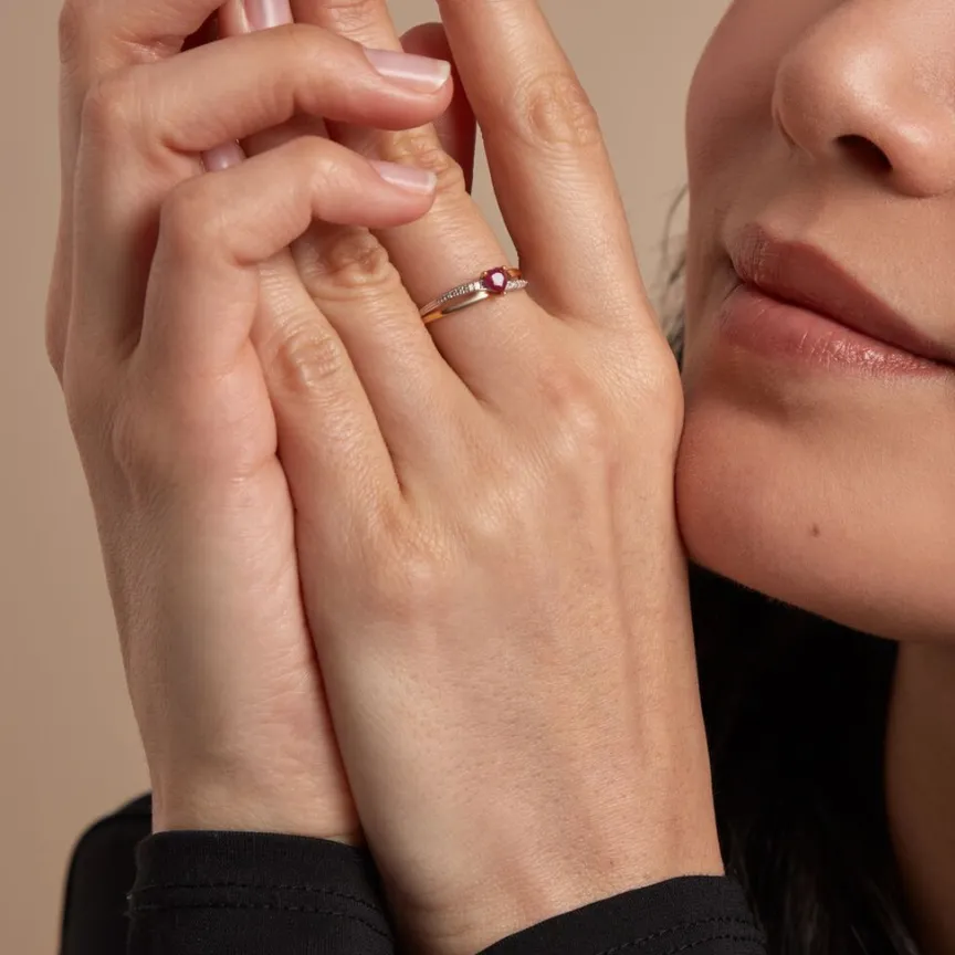 Bague Skylar Or Bicolore Rubis Diamant-Histoire d'Or New