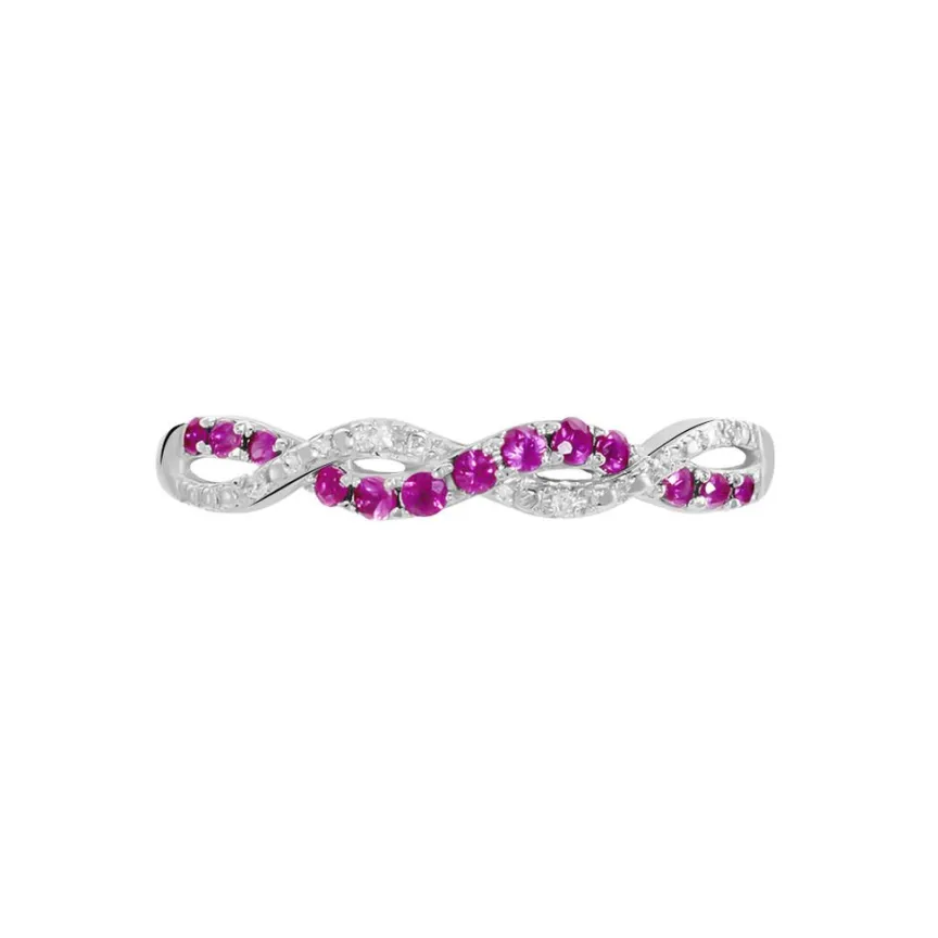 Bague Sofia Or Blanc Rubis Et Diamant-Histoire d'Or Sale