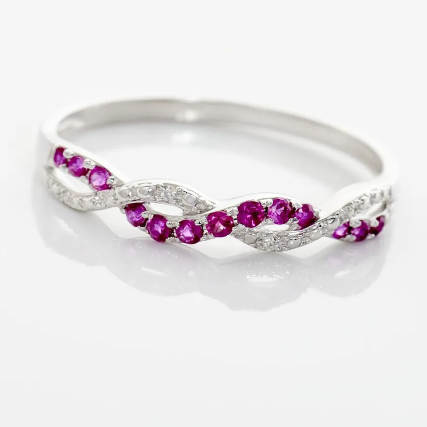 Bague Sofia Or Blanc Rubis Et Diamant-Histoire d'Or Sale