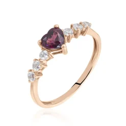 Bague Solitaire Accompagné Or Rose Samanta Rhodolite-Histoire d'Or Sale